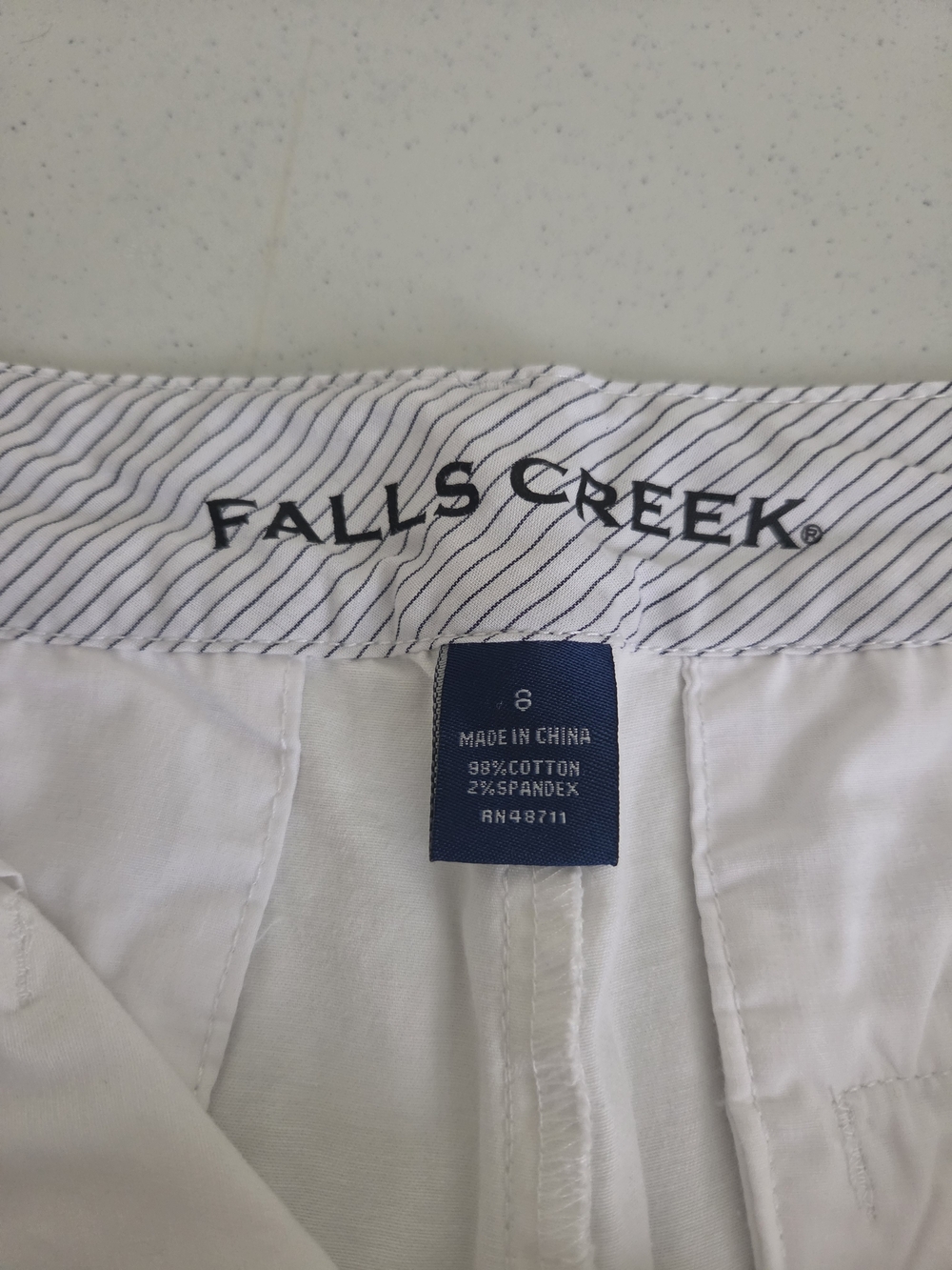 Falls Creek White Cotton Blend Shorts